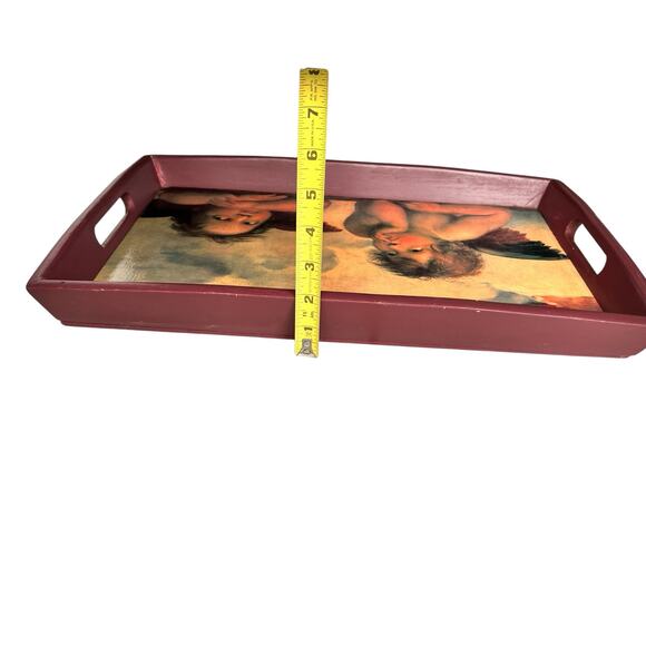Solid Sturdy Bar Tray Angel Antique Style Raphael Sistine Cherubs Serveware READ - Picture 6 of 12